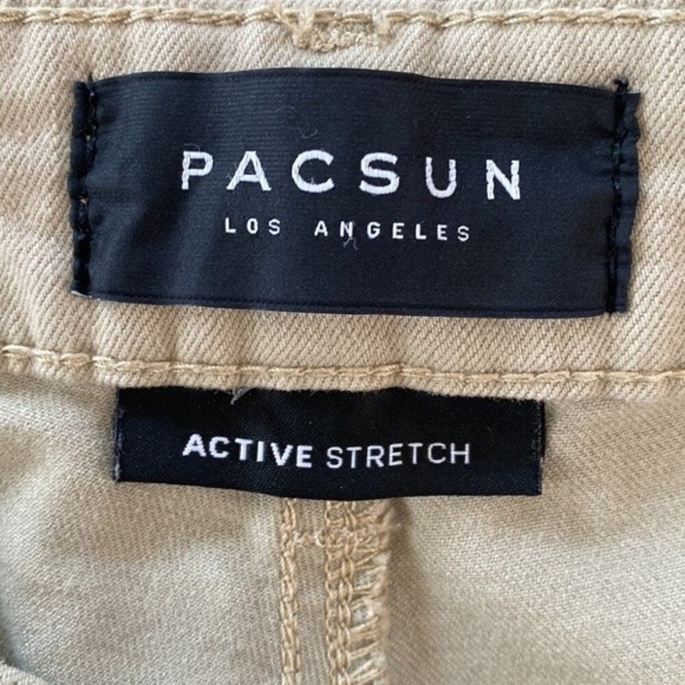 PacSun Khaki Stacked Skinny Jean Active 4-Way Stretch 5 Pocket Design Button Zip - Picture 9 of 16